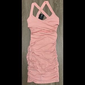 NWT Pink Runched Midi Dress